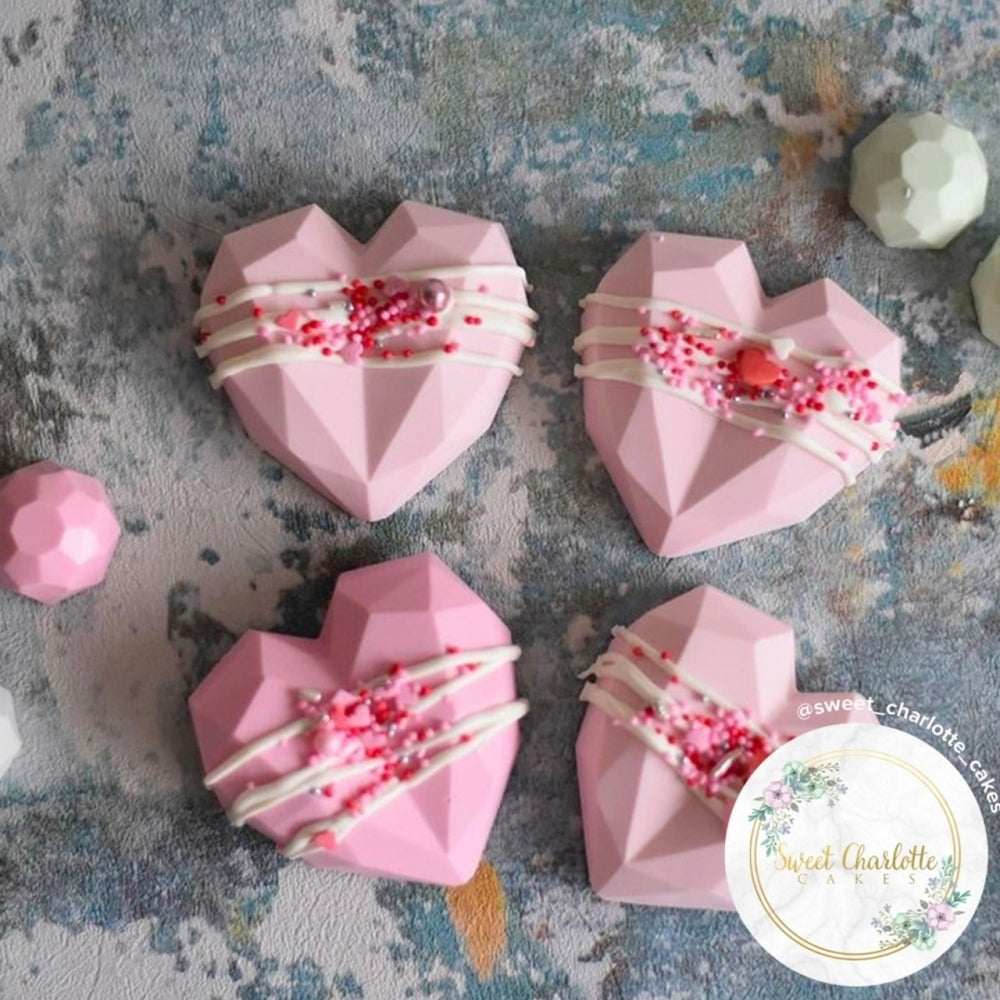 Choctastique Love Heart Geo Chocolate Mould - 6 Cavity