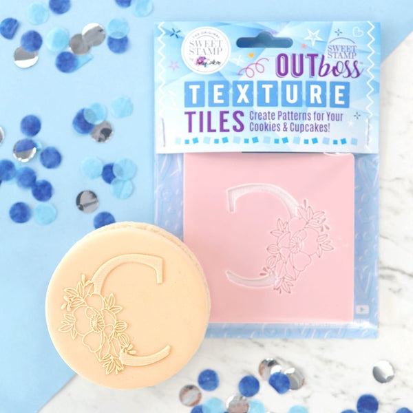 Sweet Stamp Monogram Floral Letters - OUTboss Texture Tile