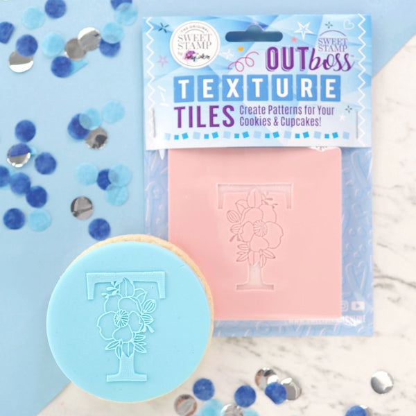 Sweet Stamp Monogram Floral Letters - OUTboss Texture Tile