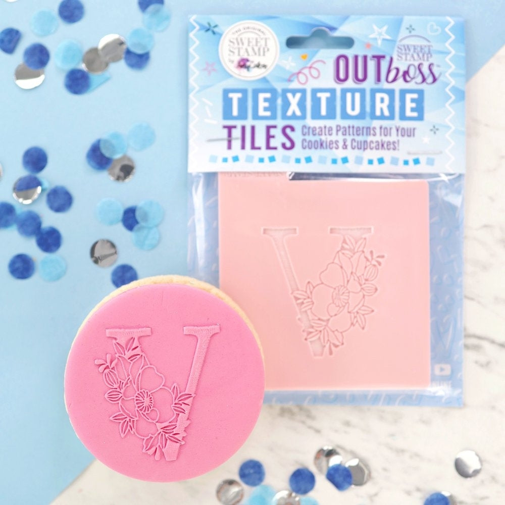 Sweet Stamp Monogram Floral Letters - OUTboss Texture Tile