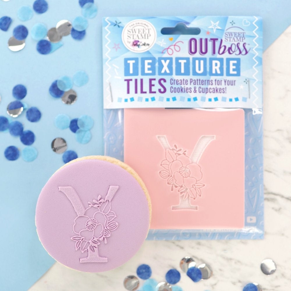 Sweet Stamp Monogram Floral Letters - OUTboss Texture Tile