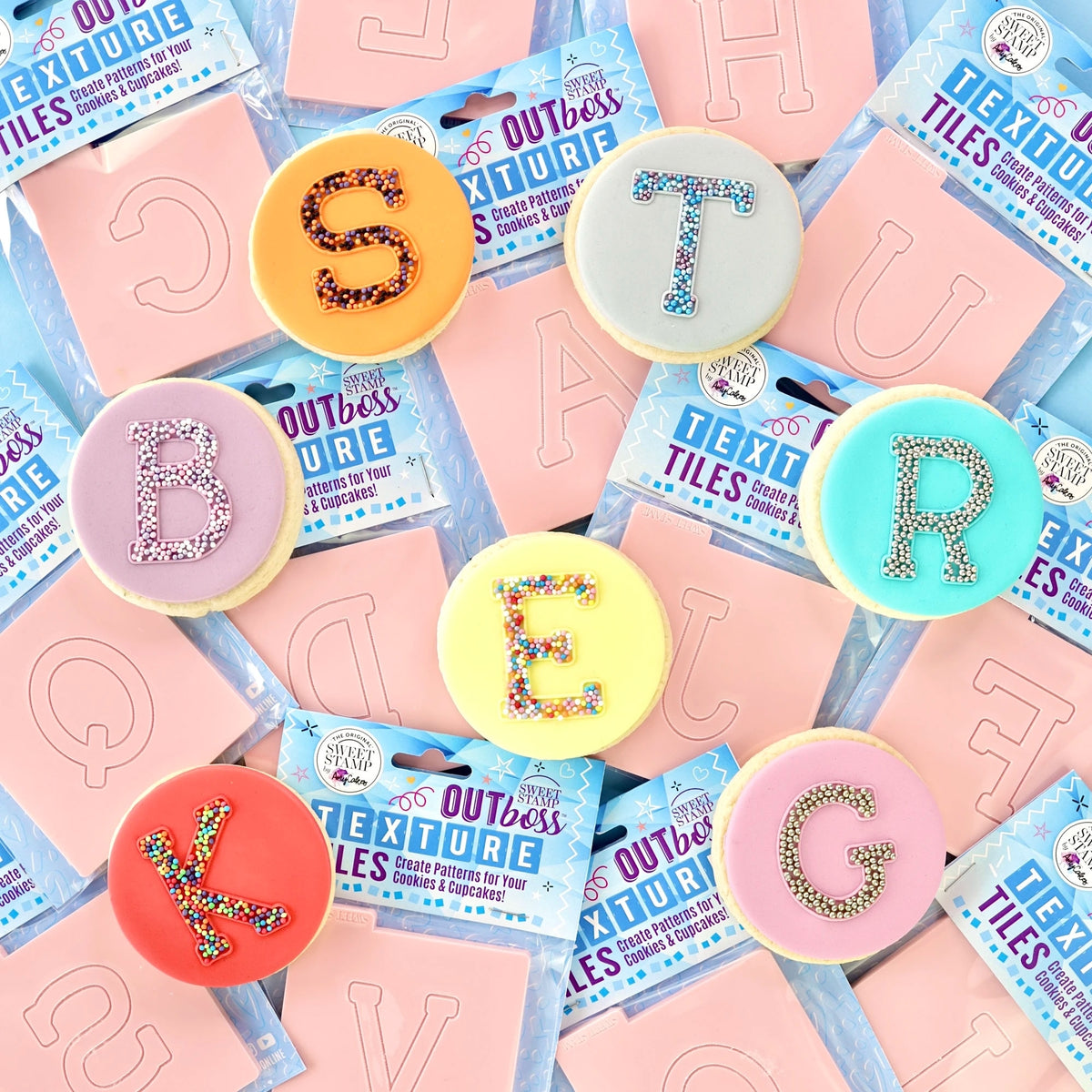 Sweet Stamp Monogram Varsity Letters - OUTboss Texture Tile