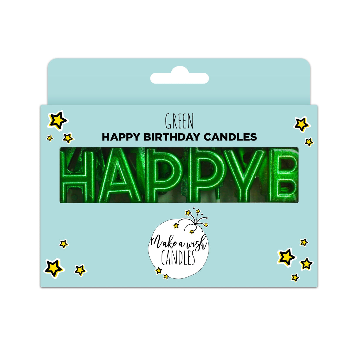 Make A Wish Green 'Happy Birthday' Candles