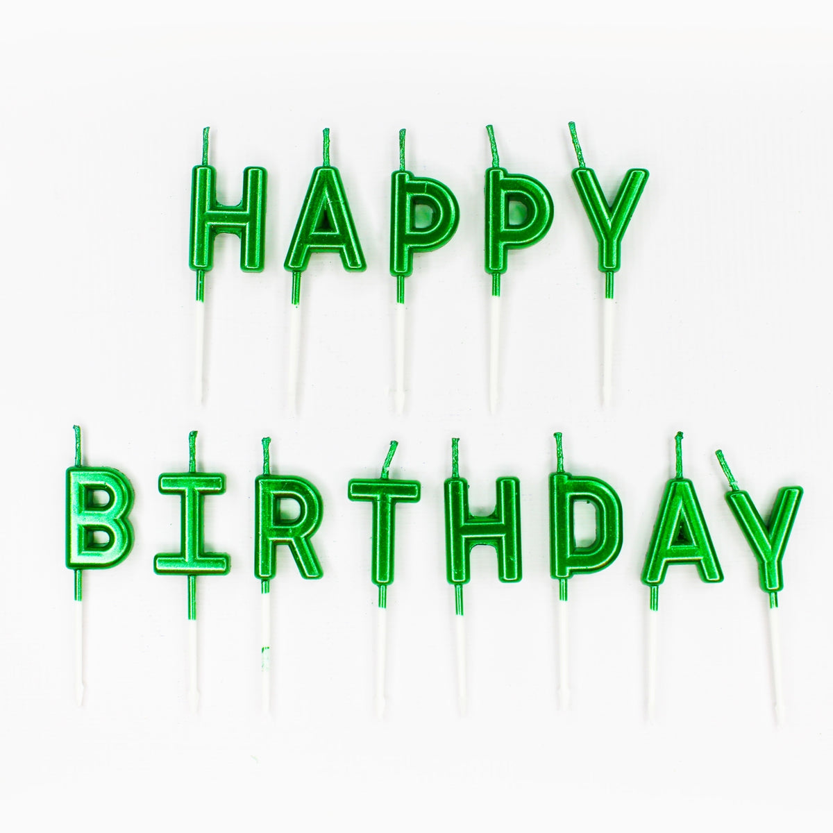 Make A Wish Green 'Happy Birthday' Candles