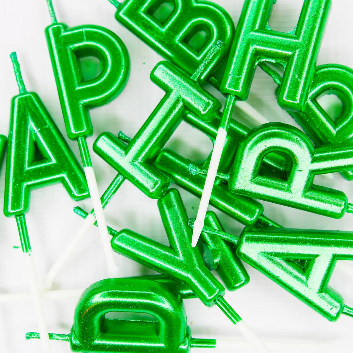 Make A Wish Green 'Happy Birthday' Candles