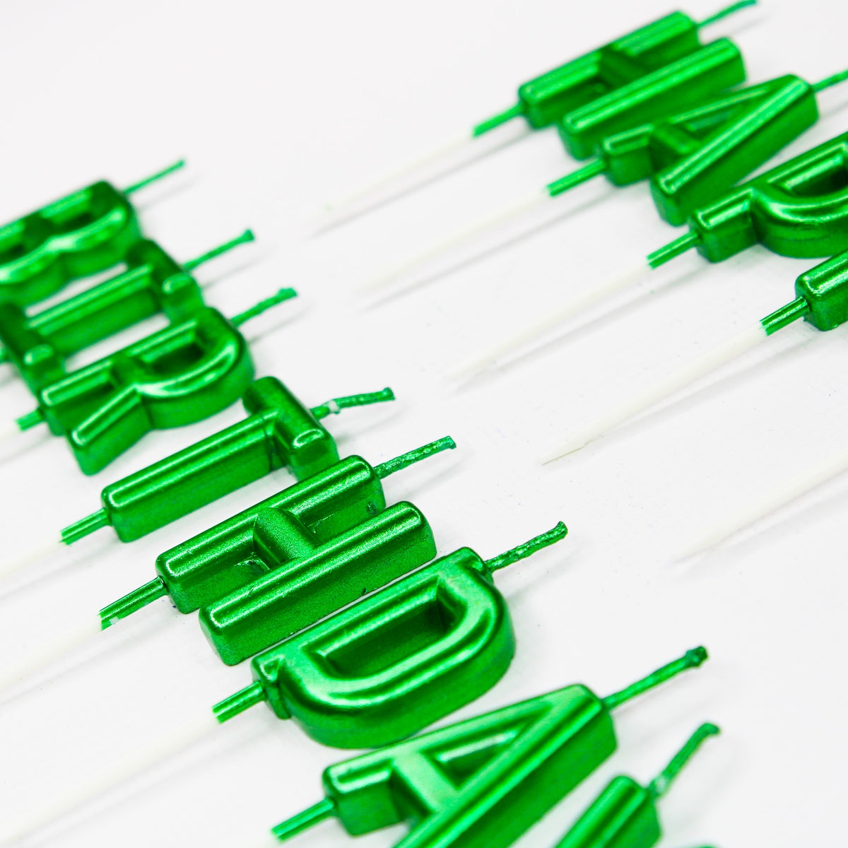 Make A Wish Green 'Happy Birthday' Candles