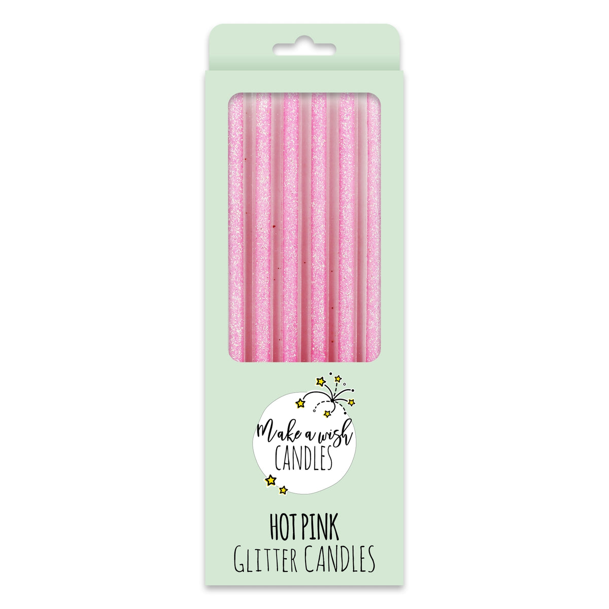 Make A Wish Tall Hot Pink Glitter Candles x 6