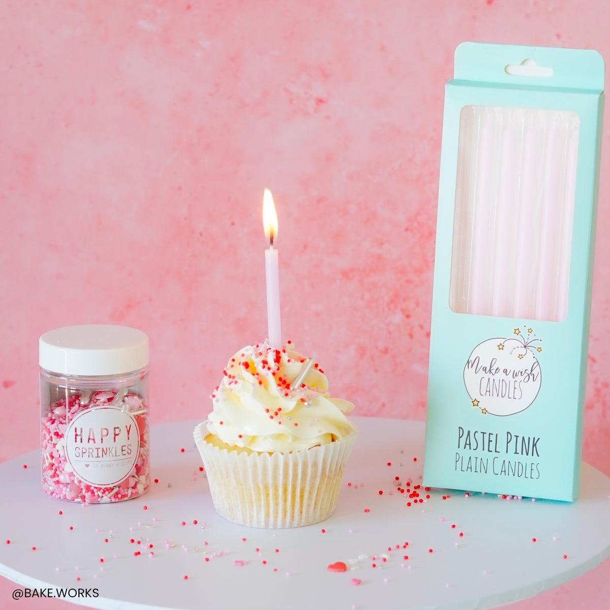 Make A Wish Tall Pastel Pink Candles x 6