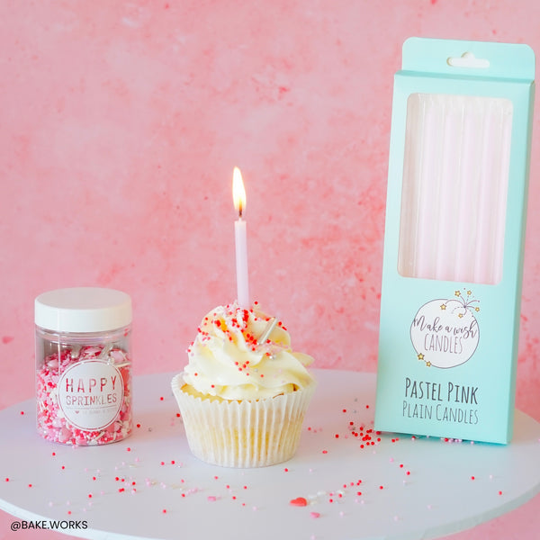 Make A Wish Tall Pastel Pink Candles x 6