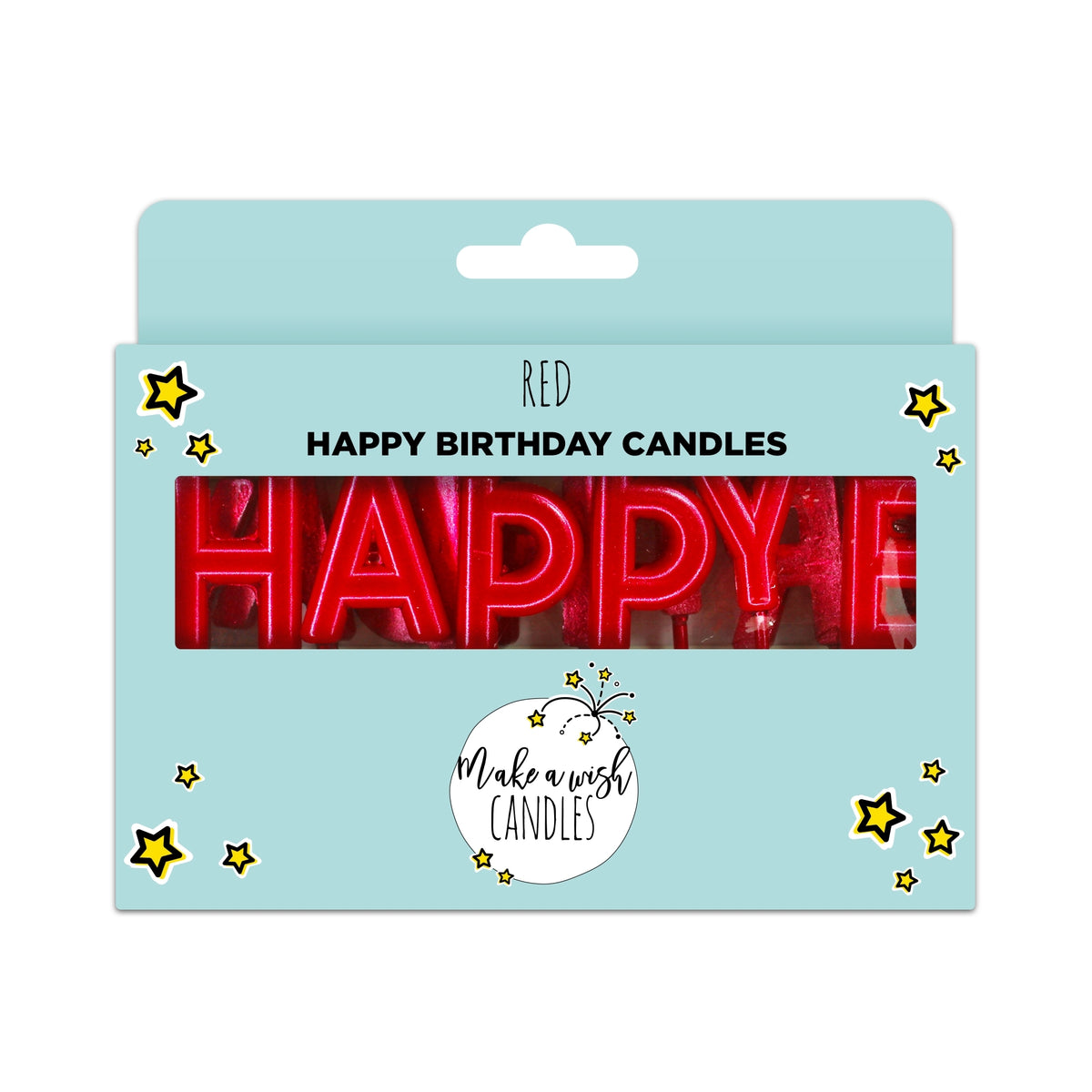 Make A Wish Red 'Happy Birthday' Candles