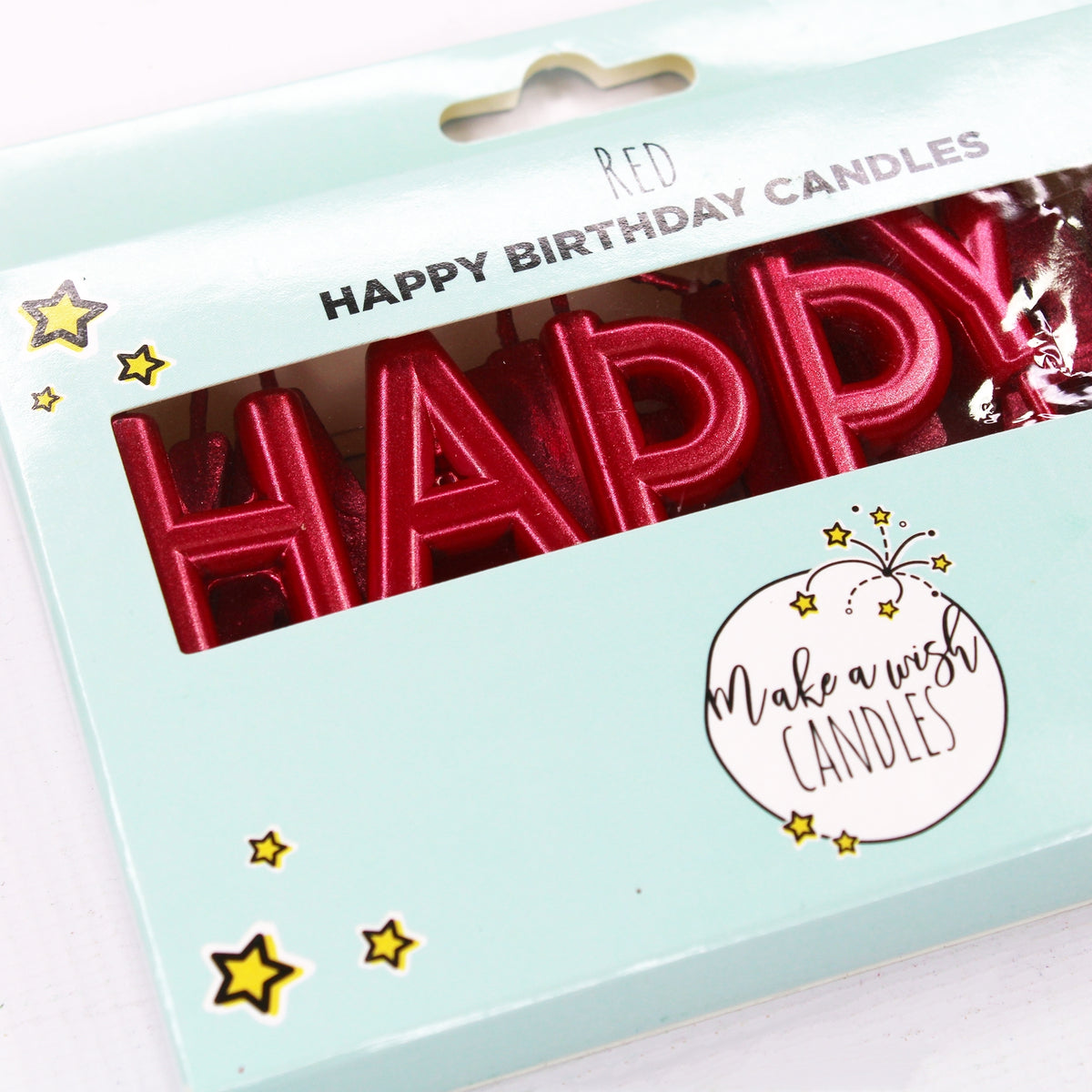 Make A Wish Red 'Happy Birthday' Candles