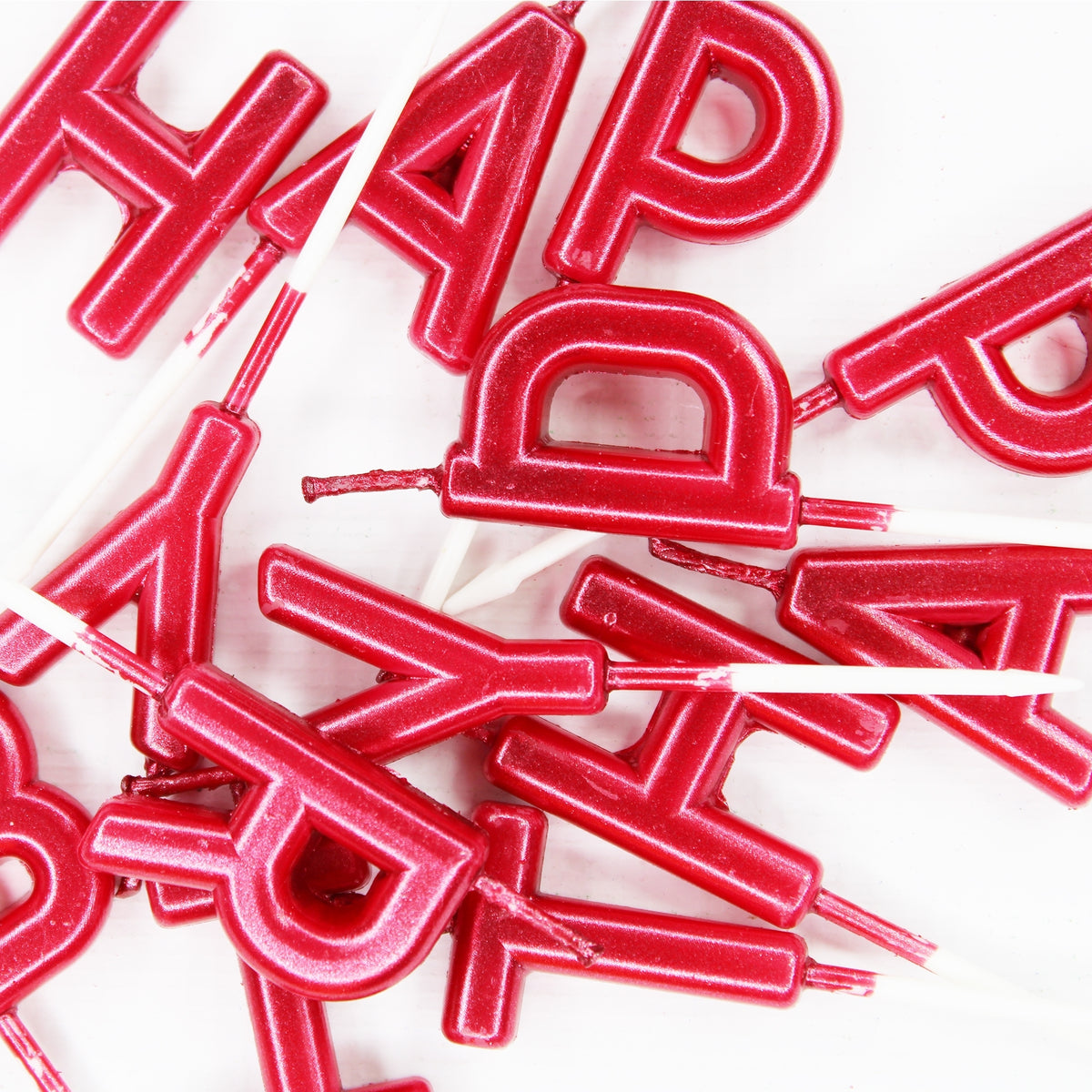 Make A Wish Red 'Happy Birthday' Candles