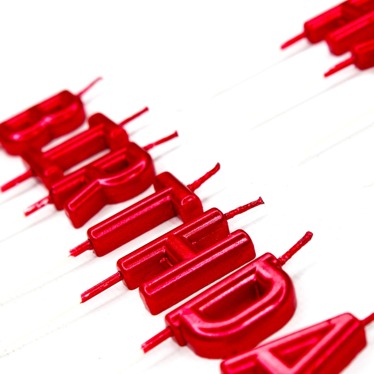 Make A Wish Red 'Happy Birthday' Candles
