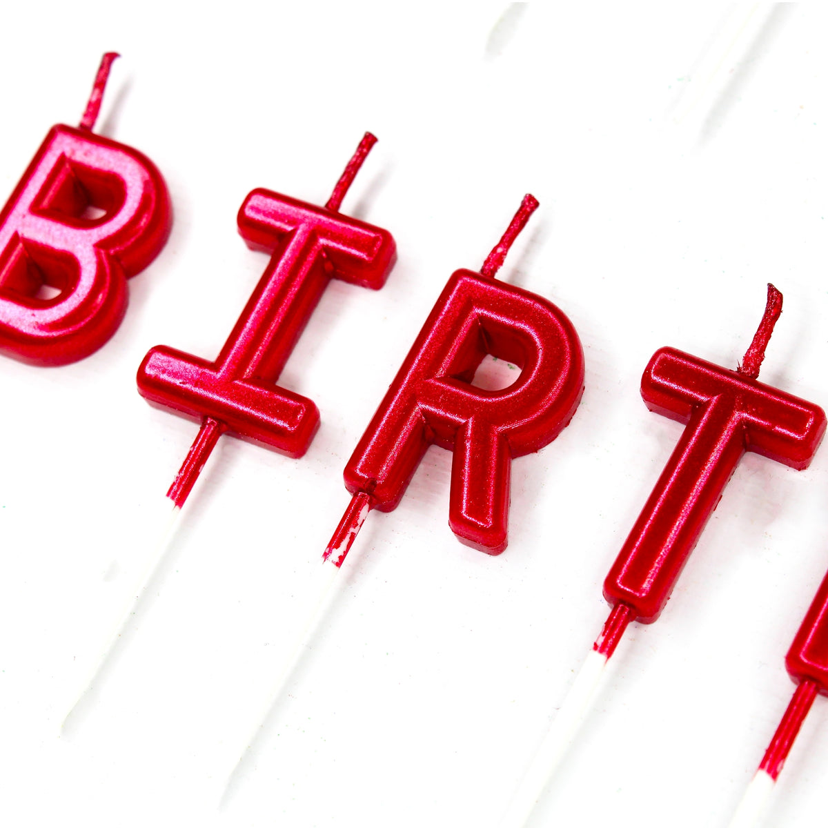 Make A Wish Red 'Happy Birthday' Candles