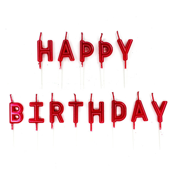 Make A Wish Red 'Happy Birthday' Candles
