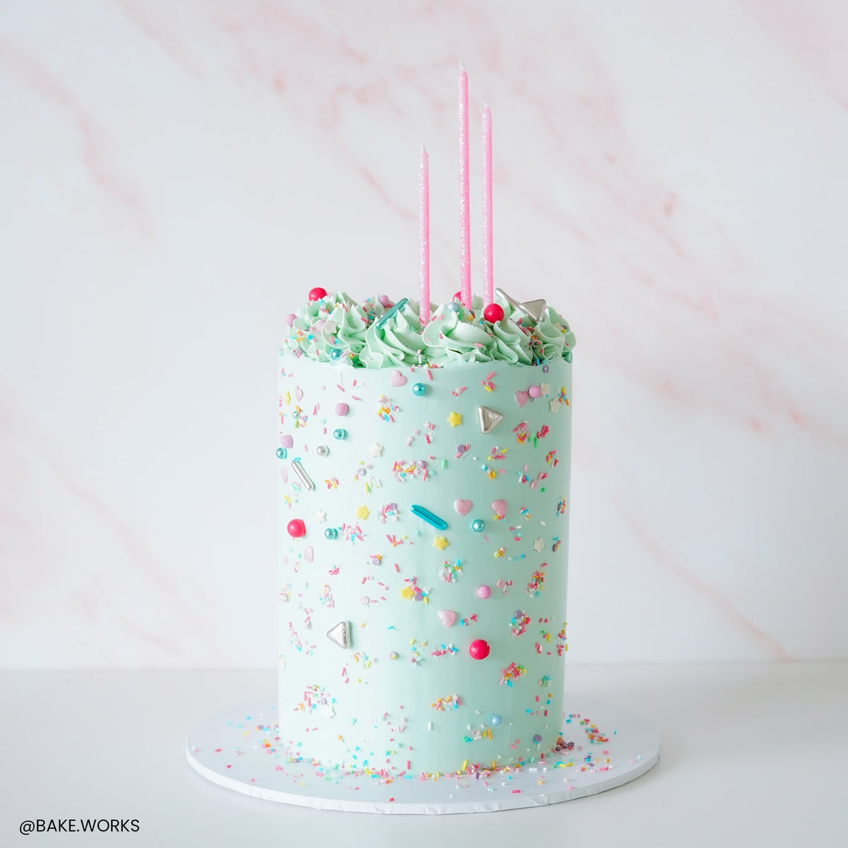Make A Wish Tall Hot Pink Glitter Candles x 6