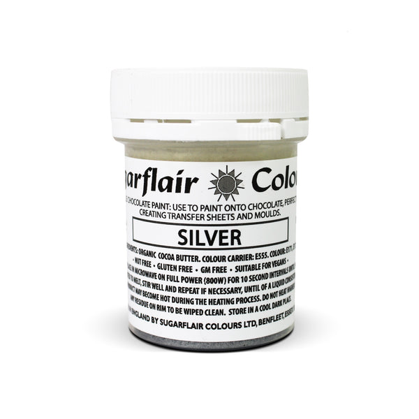 Sugarflair Lustre Chocolate Paint 35g - Silver