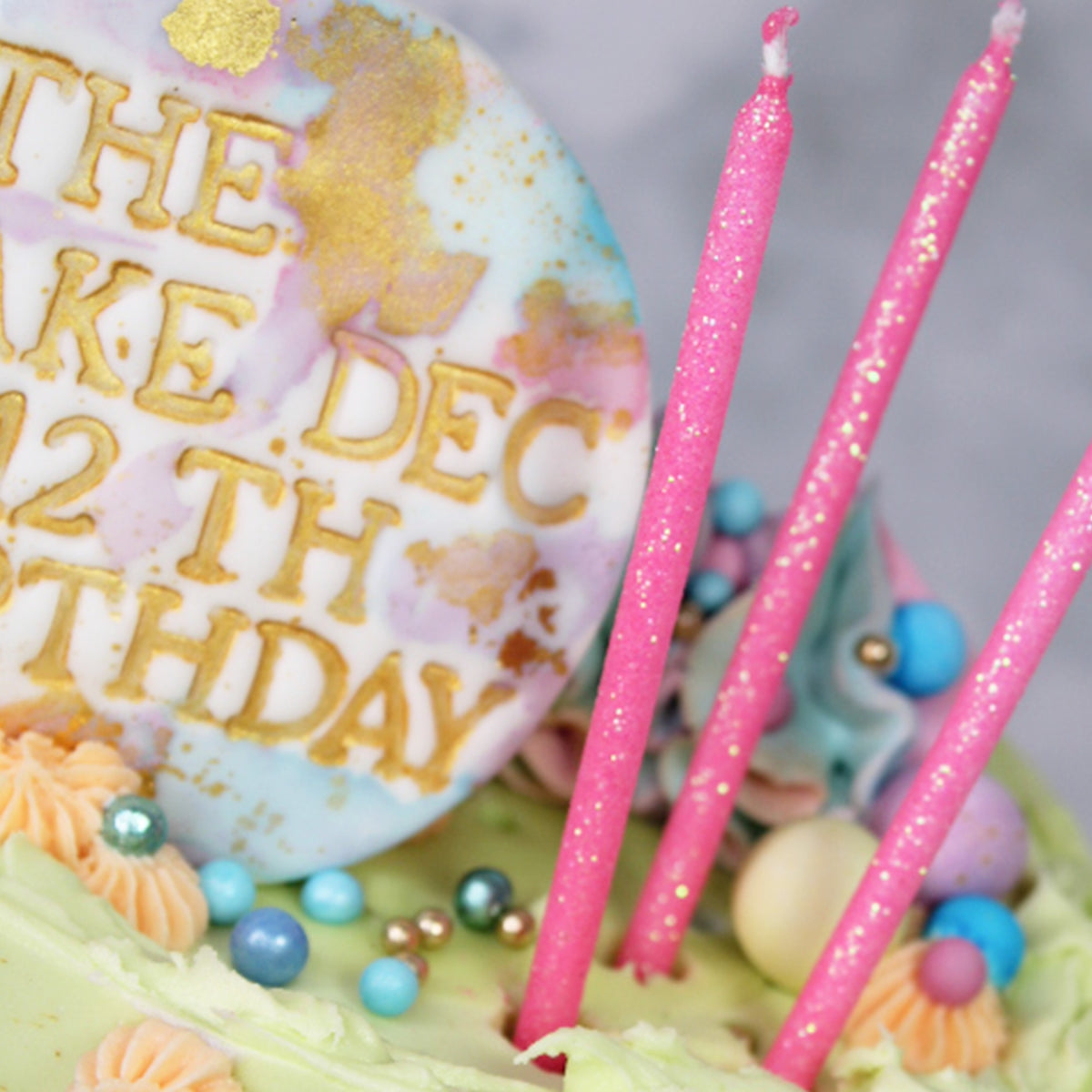 Make A Wish Tall Hot Pink Glitter Candles x 6