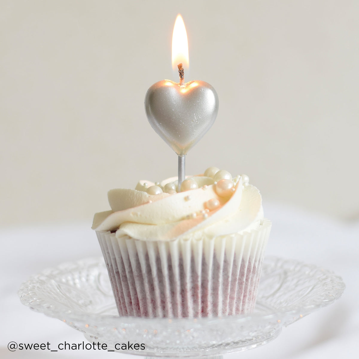Make A Wish Silver Single Heart Candle