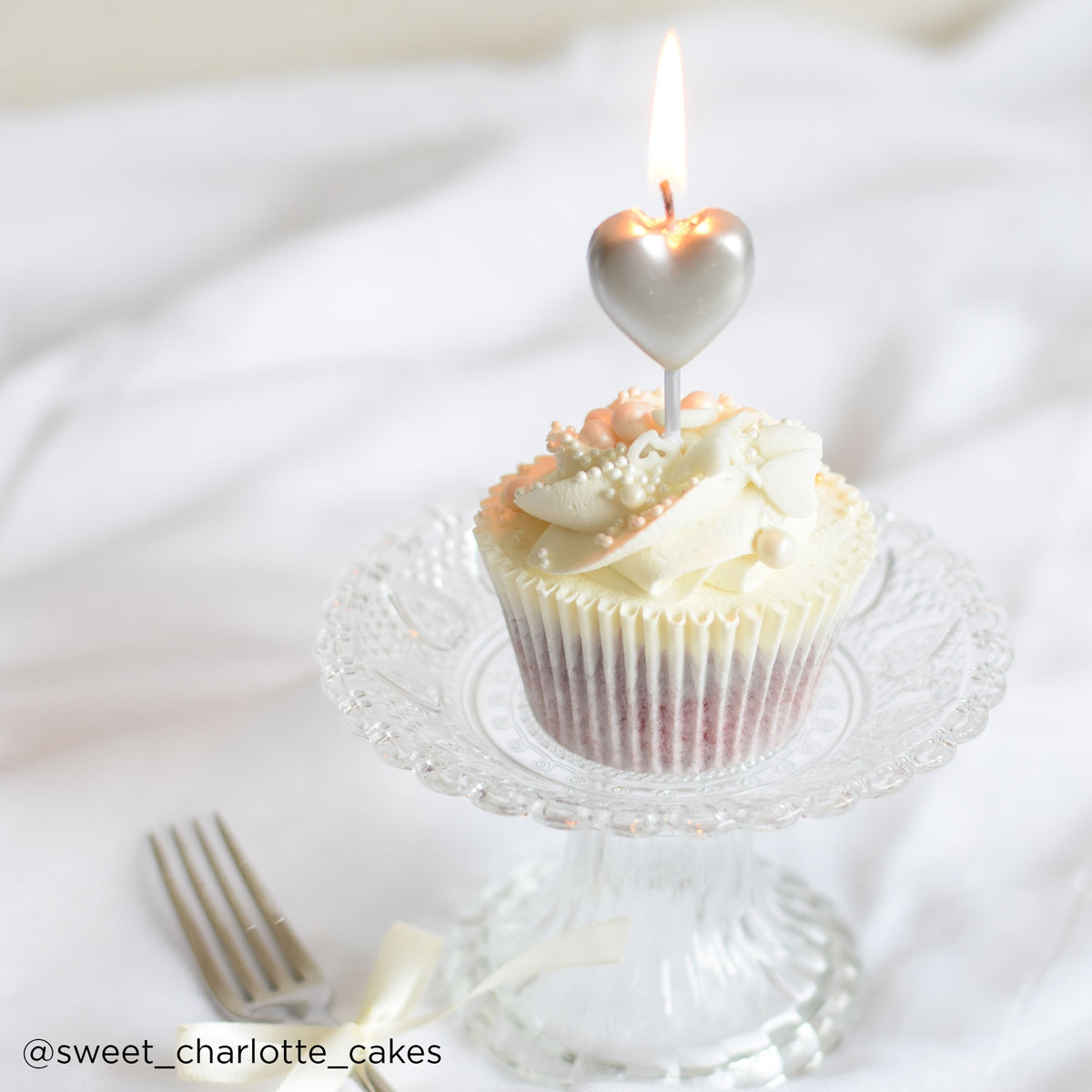 Make A Wish Silver Single Heart Candle