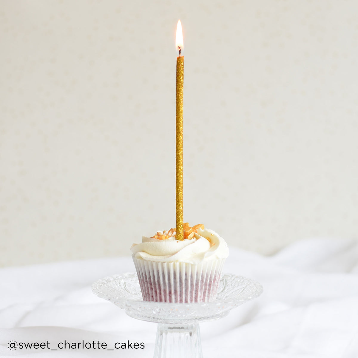 Make A Wish Tall Gold Glitter Candles x 6