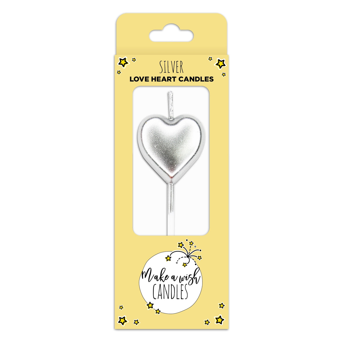 Make A Wish Silver Single Heart Candle