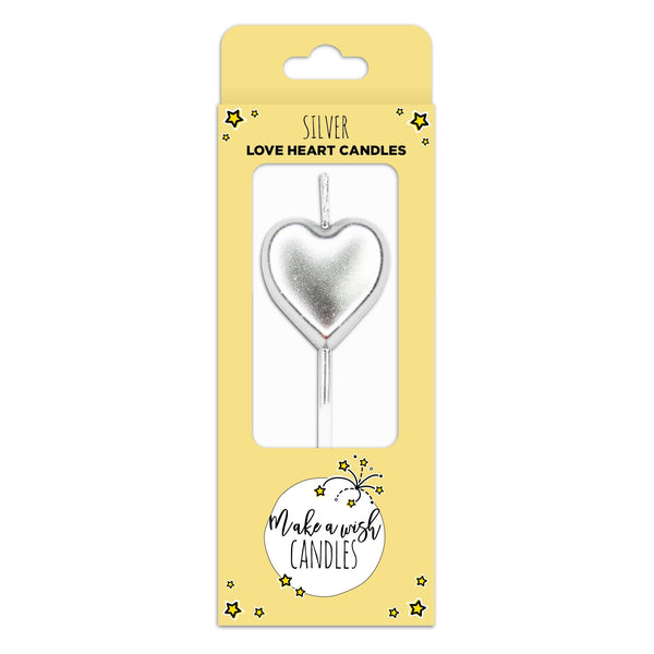 Make A Wish Silver Single Heart Candle