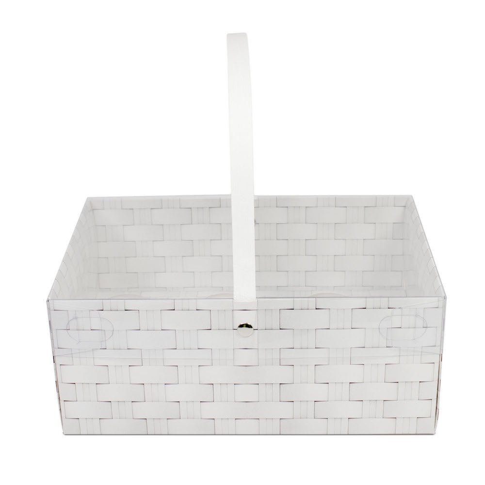 Simply Making Holds 6 White Wicker Effect Cupcake Box With Handle