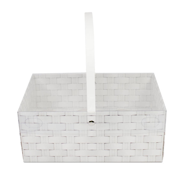 Simply Making Holds 6 White Wicker Effect Cupcake Box With Handle