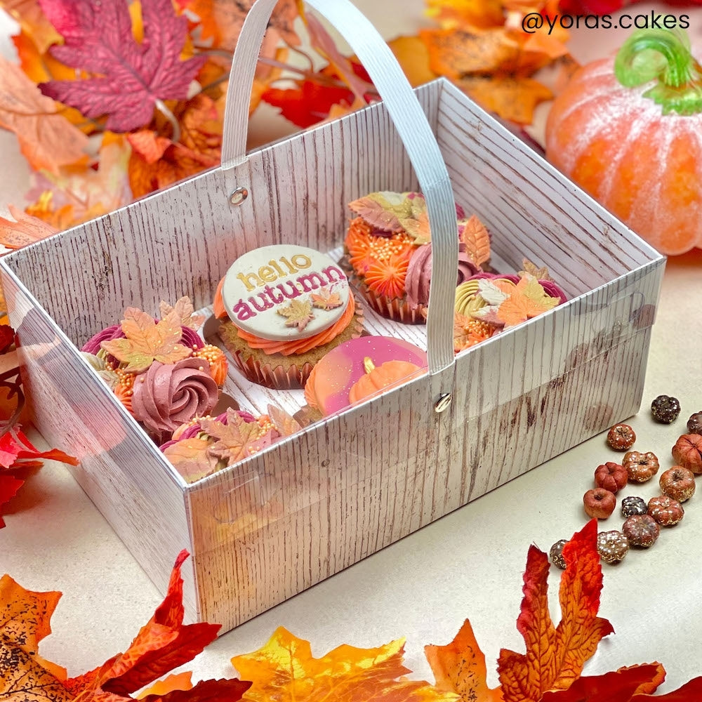 Simply Making Holds 6 Wood Effect Cupcake Box With Handle