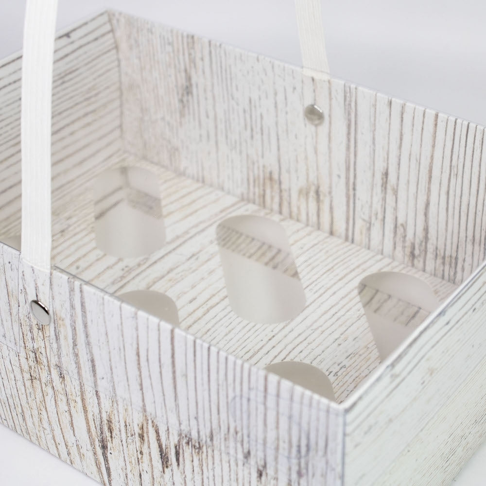 Simply Making Holds 6 Wood Effect Cupcake Box With Handle