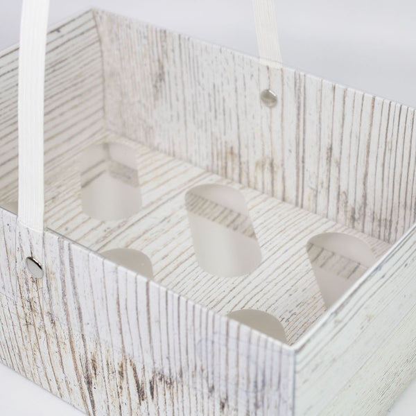 Simply Making Holds 6 Wood Effect Cupcake Box With Handle