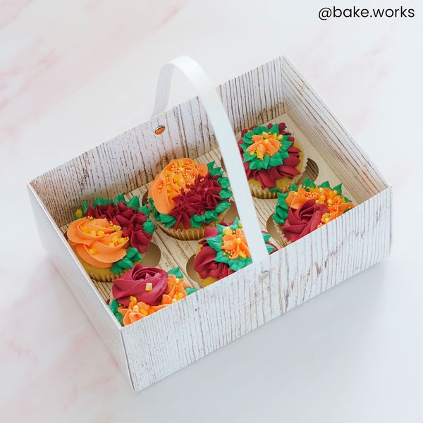 Simply Making Holds 6 Wood Effect Cupcake Box With Handle