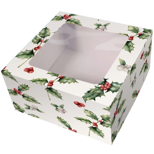 Culpitt 4" Deep Vintage Square Holly Cake Box