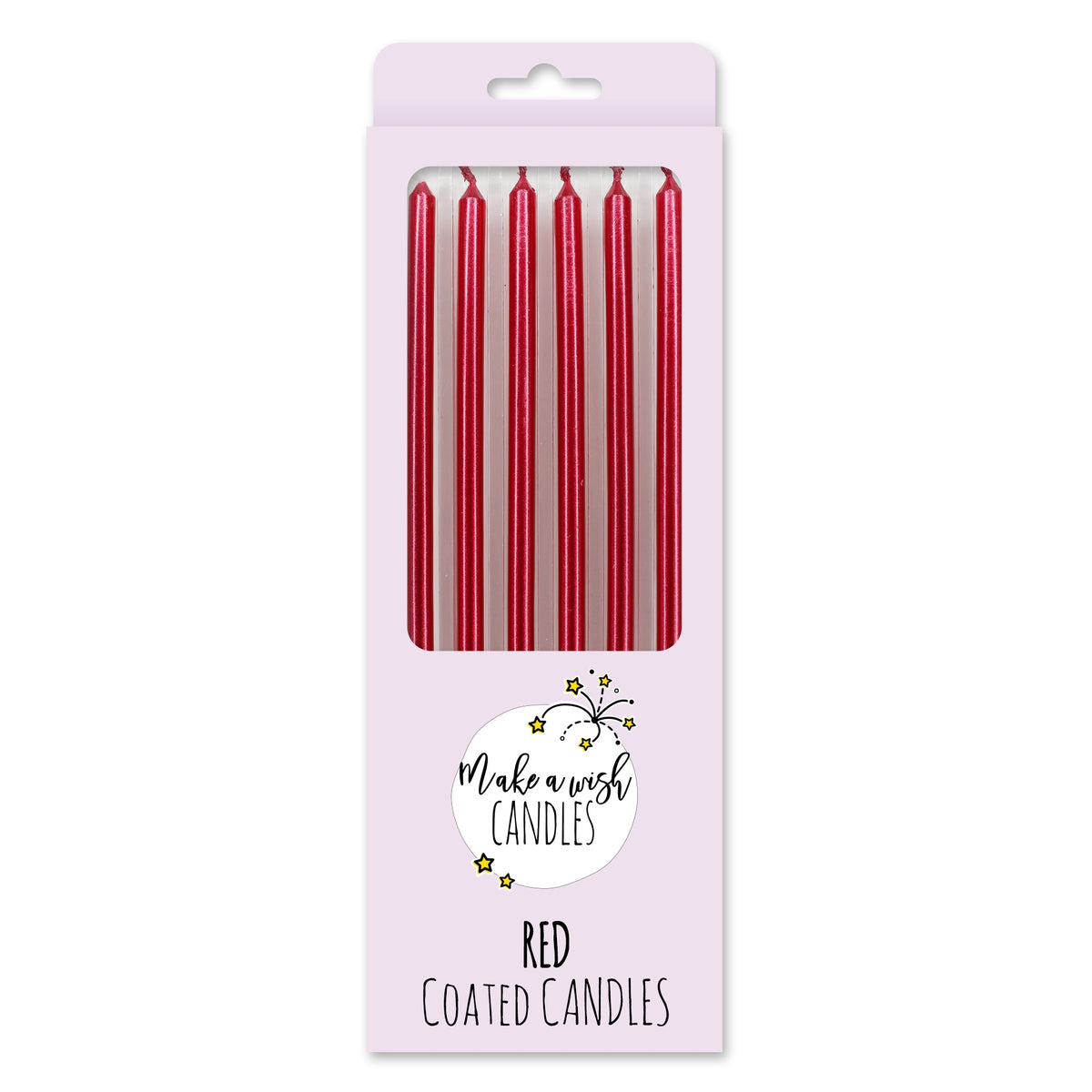 Make A Wish Tall Red Metallic Candles x 6