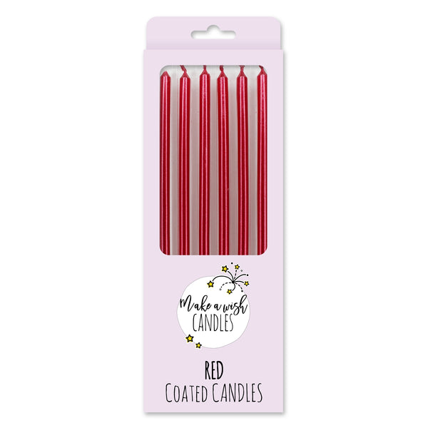 Make A Wish Tall Red Metallic Candles x 6