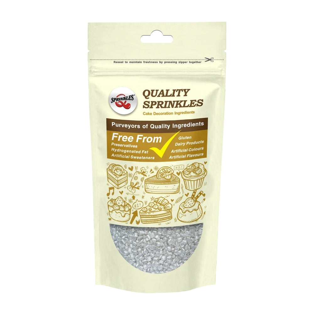 Quality Sprinkles Pearlised White Sparkling Sugar Crystals 100g