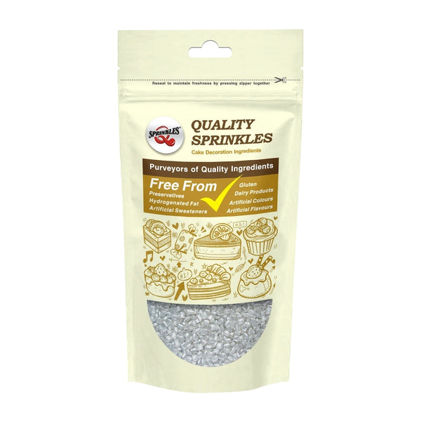 Quality Sprinkles Pearlised White Sparkling Sugar Crystals 100g
