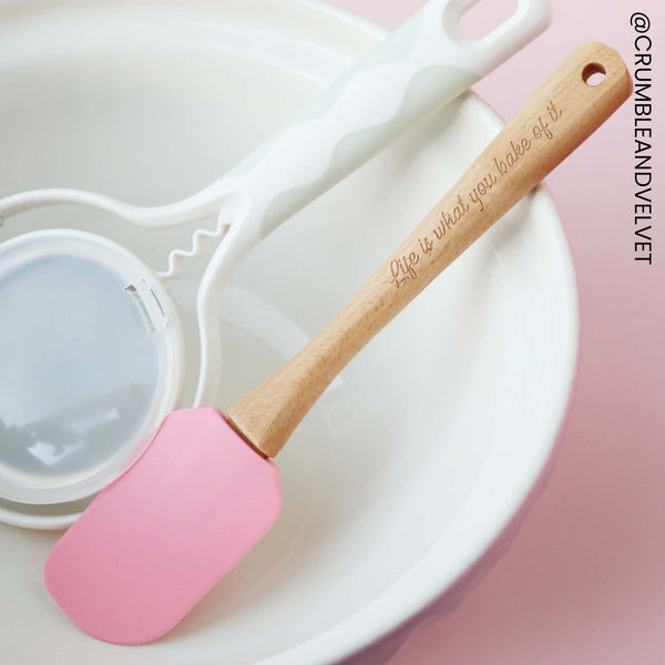 Simply Making Candy Pink Silicone Spatula With Quote Engraved Handle