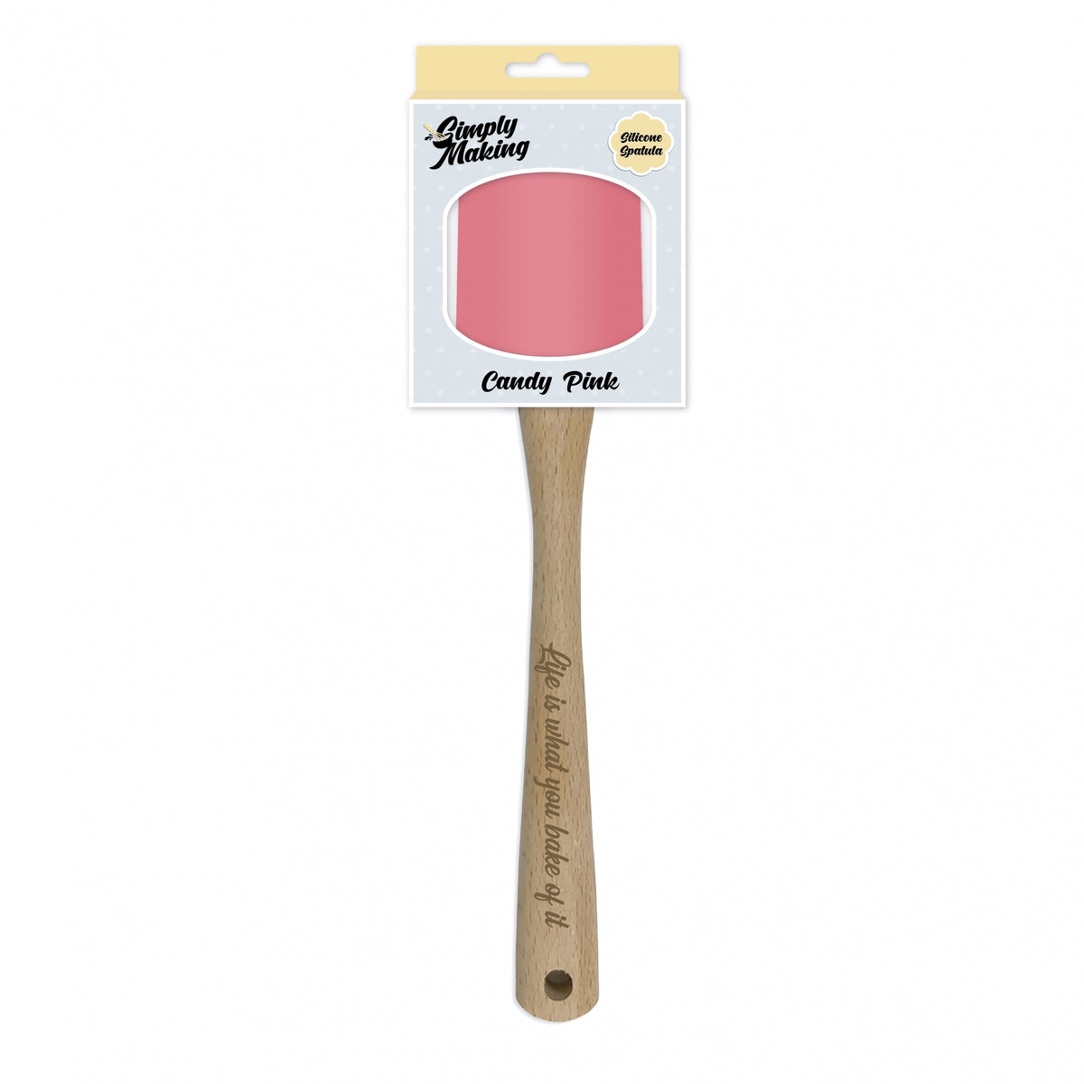 Simply Making Candy Pink Silicone Spatula With Quote Engraved Handle