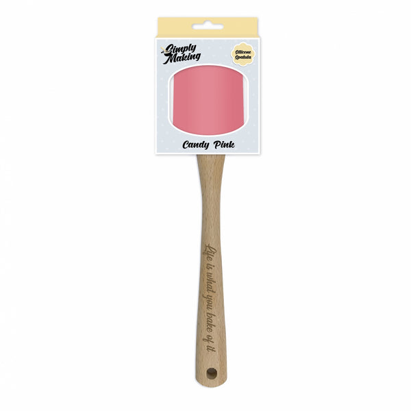 Simply Making Candy Pink Silicone Spatula With Quote Engraved Handle