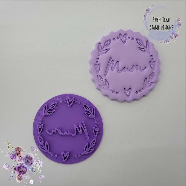 Sweet Treat Stamps Mum With Floral Border Cupcake & Cookie Embossing Stamp