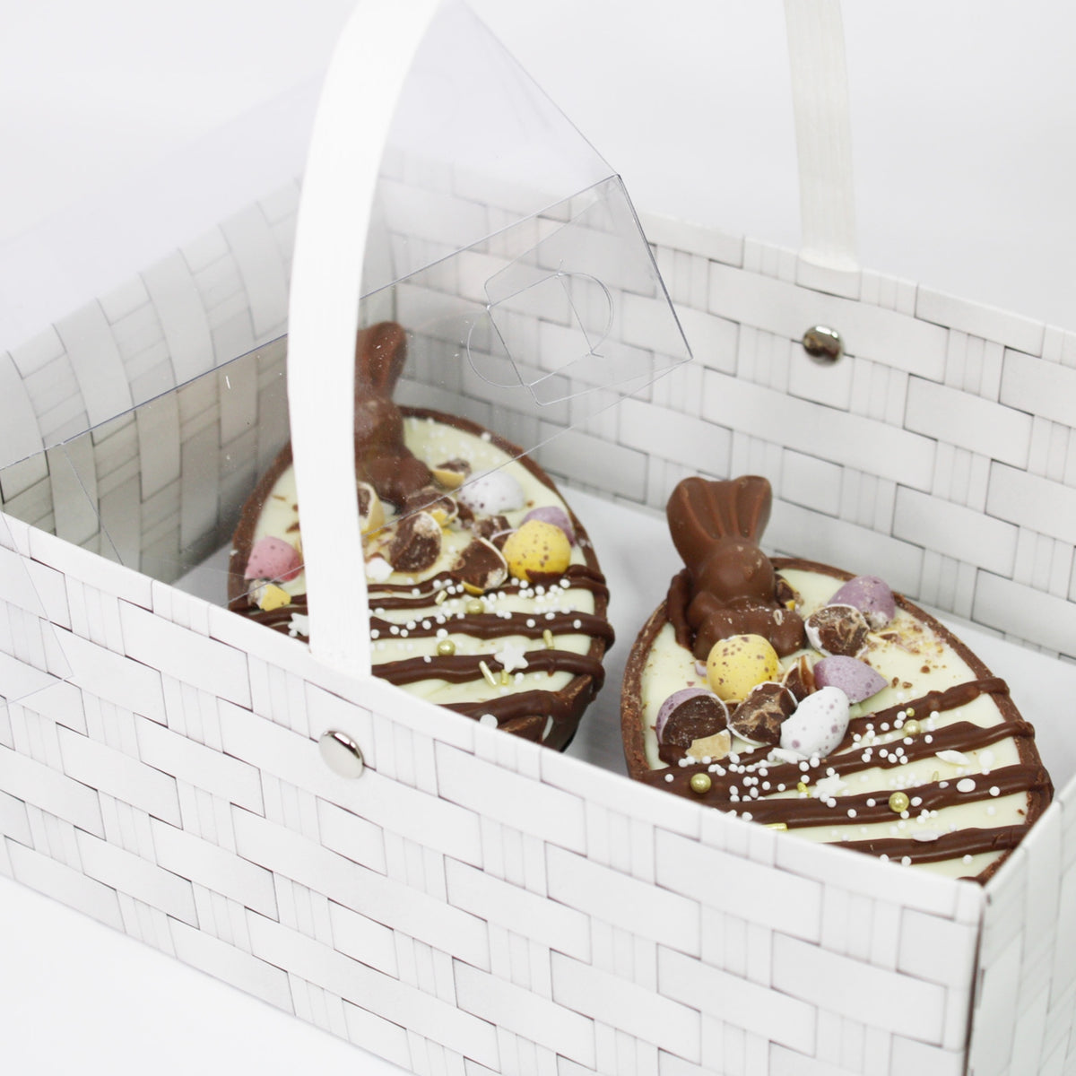 Simply Making Holds 2 White Wicker Effect Easter Egg Box With Handle
