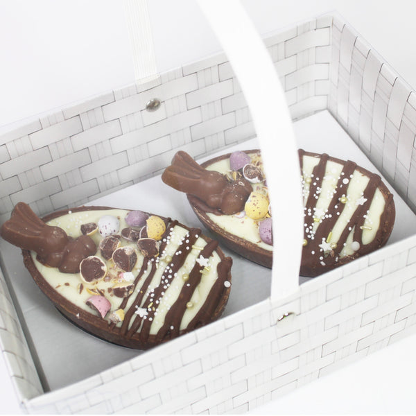 Simply Making Holds 2 White Wicker Effect Easter Egg Box With Handle
