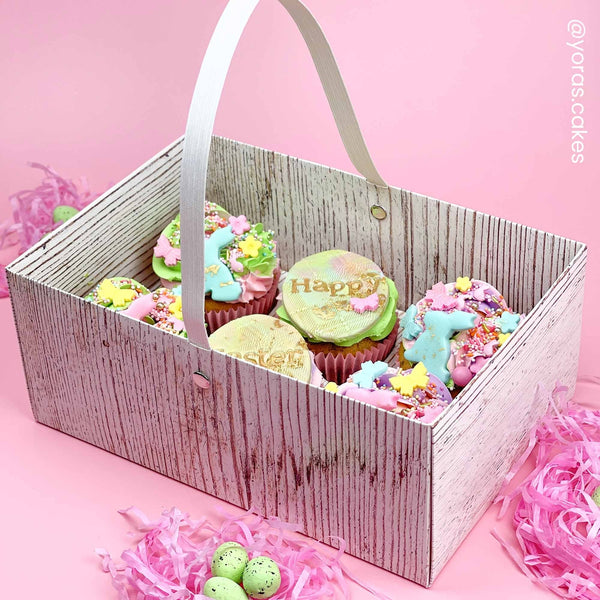 Simply Making Holds 6 Wood Effect Cupcake Box With Handle