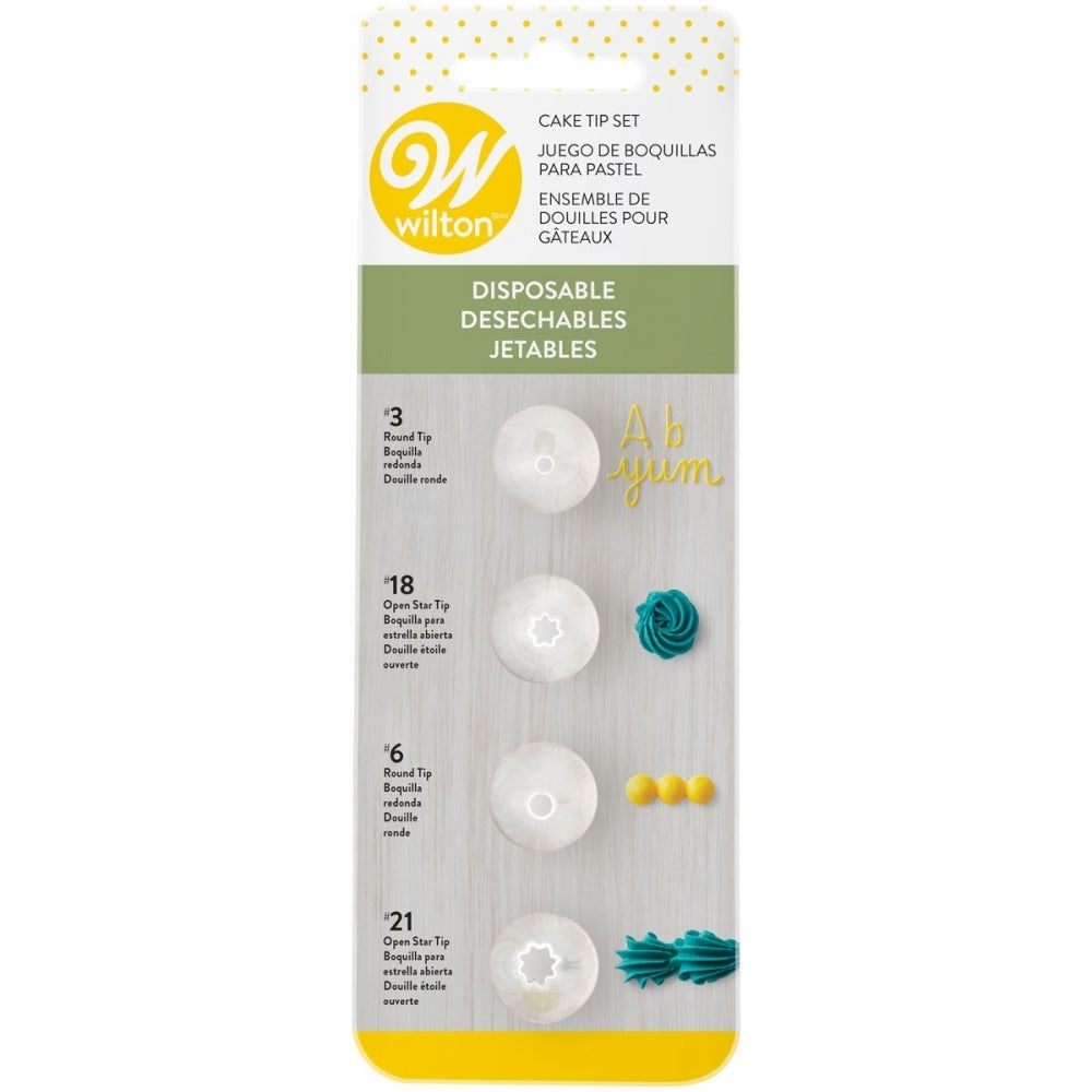 Wilton Disposable Decorating Tip Set (No.3, No.18, No.6, No.21)