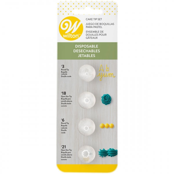 Wilton Disposable Decorating Tip Set (No.3, No.18, No.6, No.21)