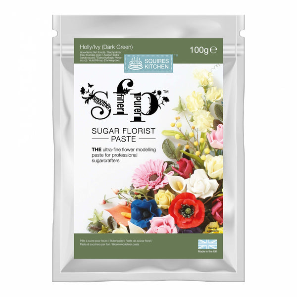 Squires Kitchen Holly and Ivy Dark Green - Sugar Florist Paste 100g