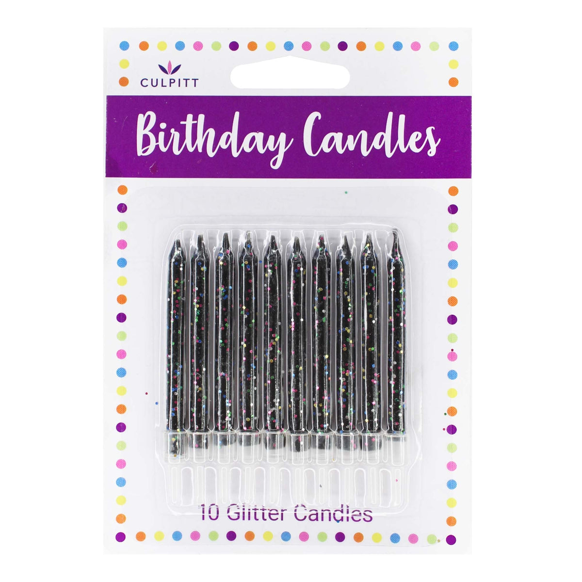 Culpitt Black Glitter Candles x 10