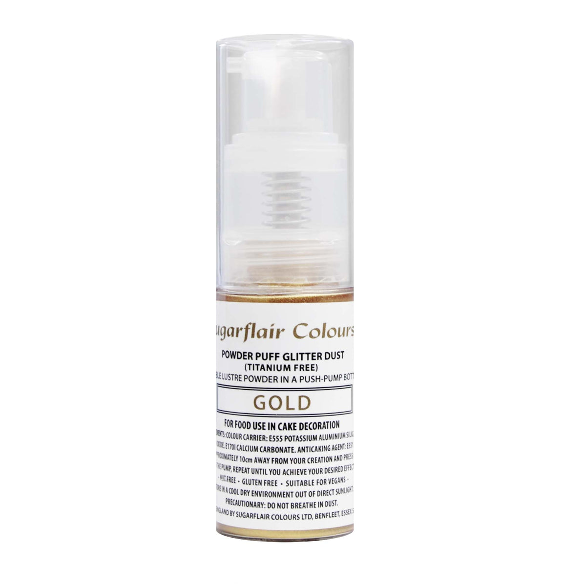 Sugarflair Powder Puff Glitter Dust Spray 10g - Gold